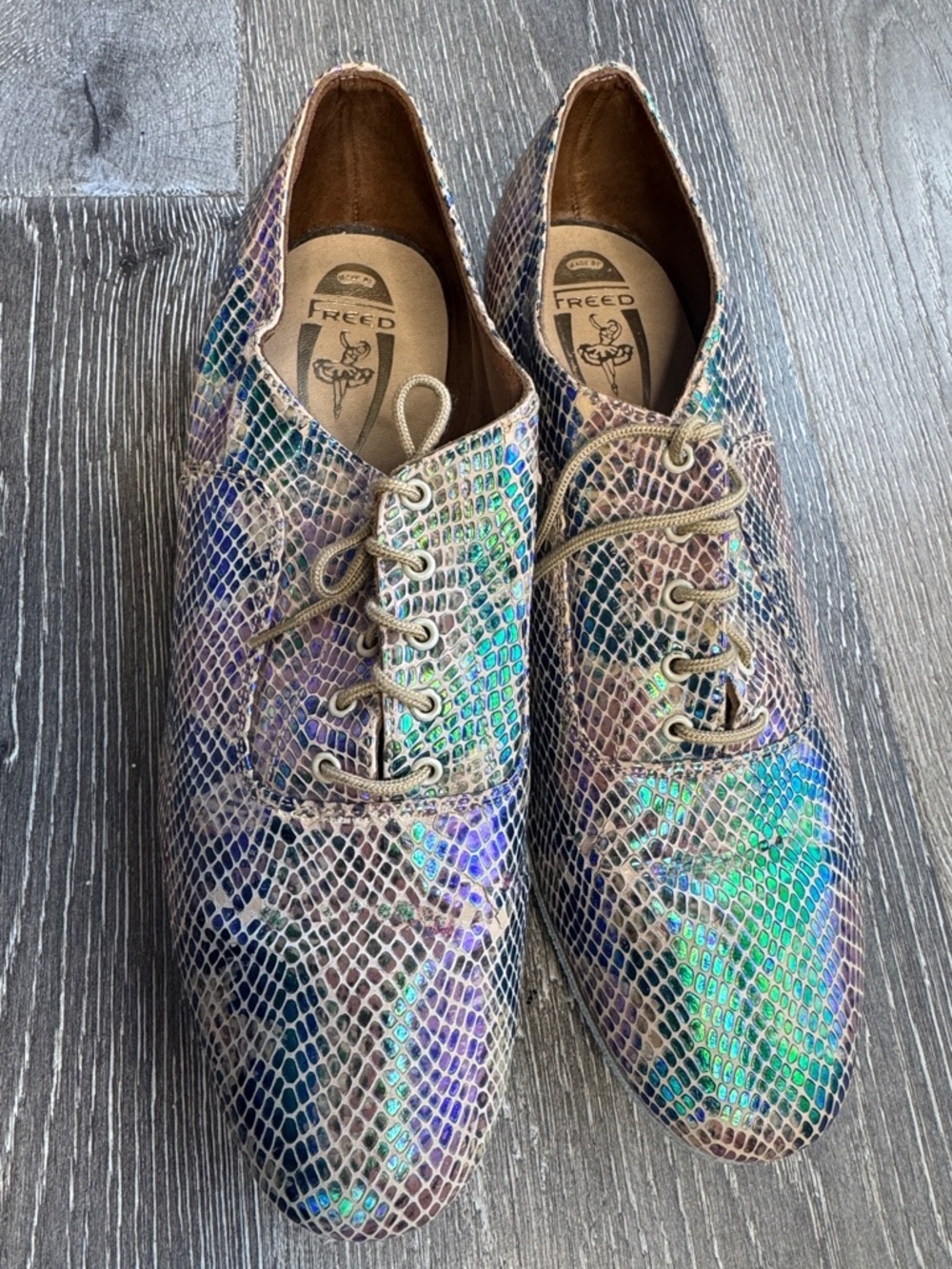 Freed Iridescent Snake-Print Men's Dance Shoes - Multicolor